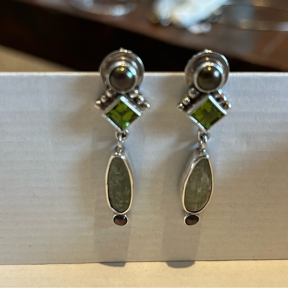 Sterling Silver Peridot Green Drop Earrings - Women Jewelry